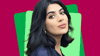 Royal Voluntary Service consultant Saima Rasool against a colourful background graphic