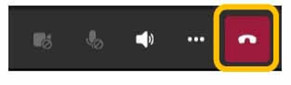 Screengrab on a Teams meeting Leave button on a mobile phone