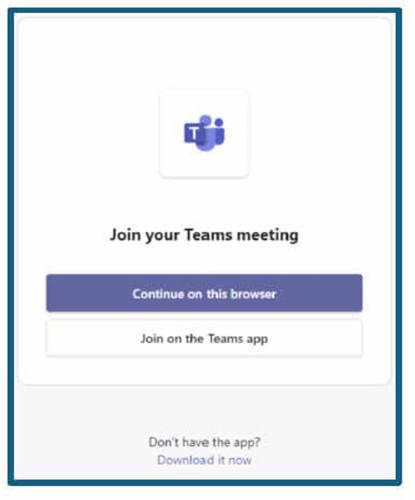 Screen grab showing Join your Teams meeting