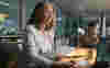 A business woman working at her desk