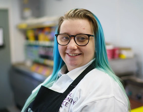 A younger hospital volunteer