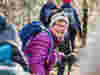 A group of people on a charity trek raising funds 