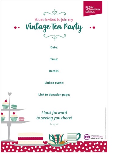 Vintage Tea Party large invitation