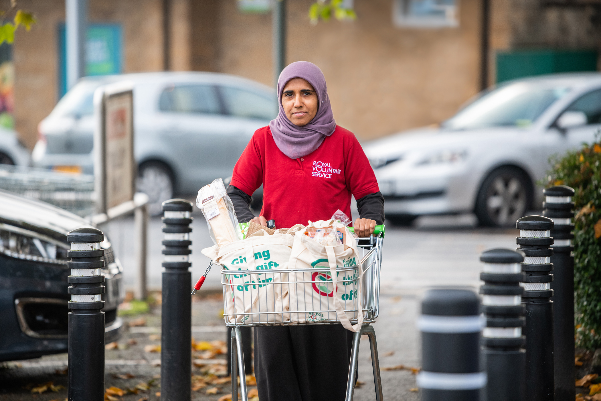 Royal Voluntary Service volunteer collecting shopping from a supermarket