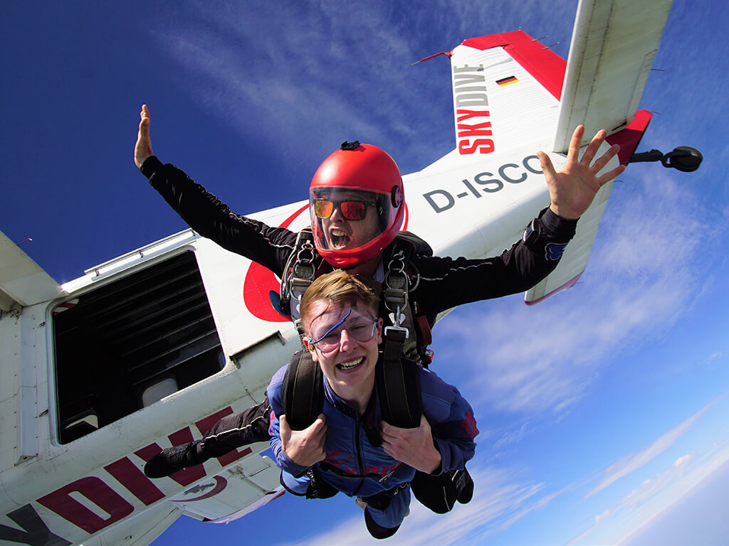 A fundraiser taking part in a charity skydive for Royal Voluntary Service 