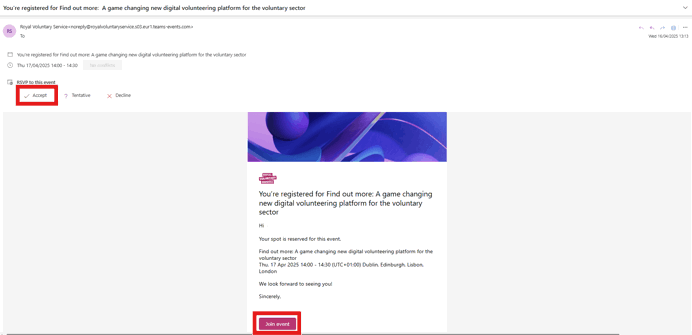 Image of webinar sign up confirmation