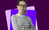 Royal Voluntary Service consultant Laura Perez against a colourful background graphic