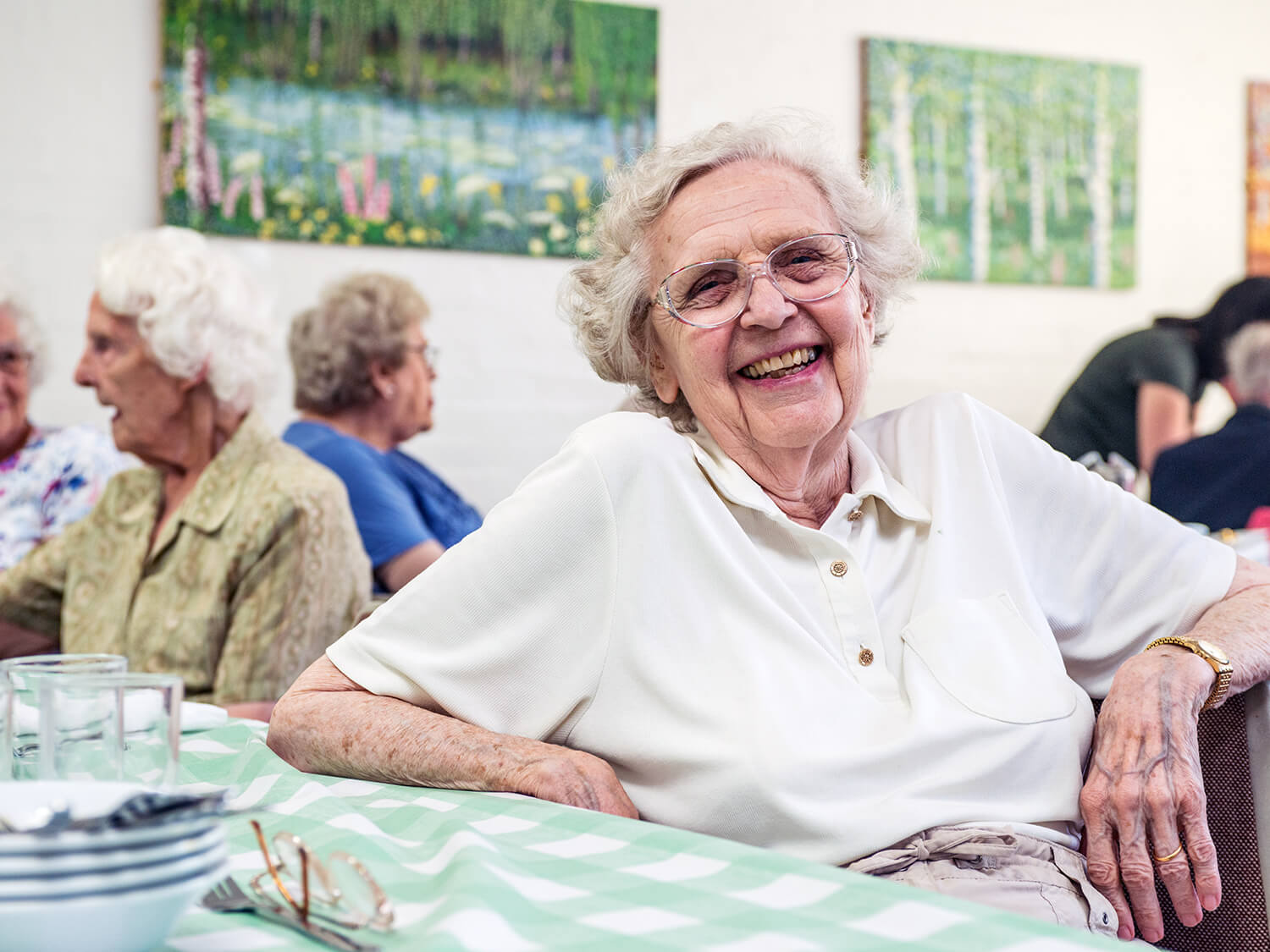 An older woman visiting the Royal Voluntary Service lunch club in Rickmansworth 