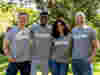 A group of work colleagues taking part in employee volunteering activitiy